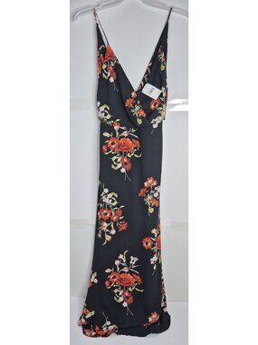 NWT LUSH Black And Red Chiffon Floral Maxi Dress Women's Size S